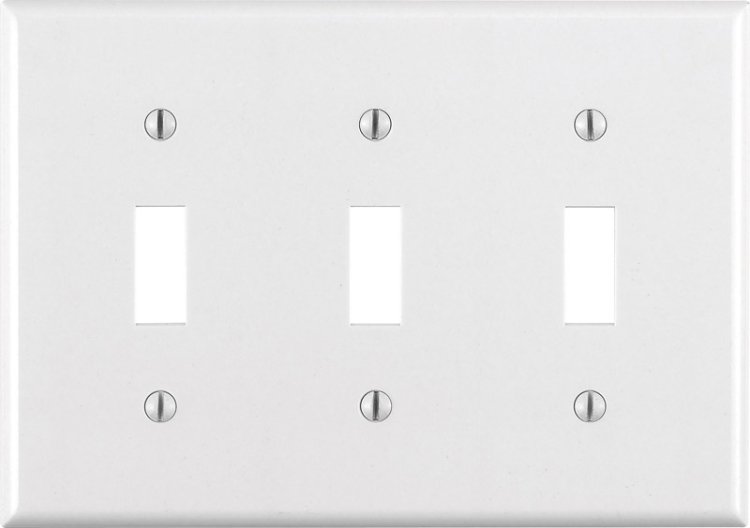 White 3 gang Thermoset Plastic Toggle Wall Plate 1 pk