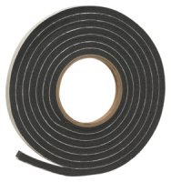 Foam Tape, 10 ft L, 5/16 in Thick, Rubber, Black