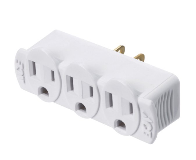 Grounded 3 outlets Adapter 1 pk