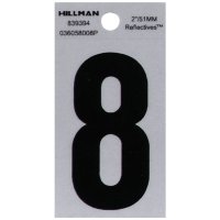 Hillman 2 in. Reflective Black Vinyl  Nail-On Number 8 1 pc