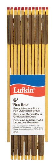 Red End 6 ft. L x 5/8 in. W Wood Brick Mason Folding Rule