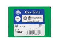 5/8 in. Dia. x 4-1/2 in. L Zinc Plated Steel Hex Bolt 25