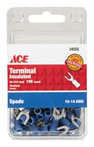 Insulated Wire Spade Terminal Blue 100 pk