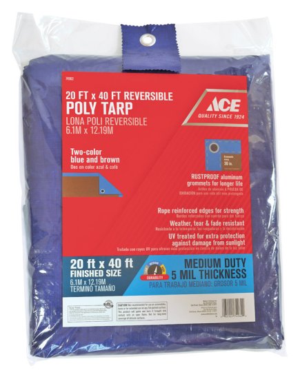 20 ft. W x 40 ft. L Medium Duty Polyethylene Tarp Blue/Brown