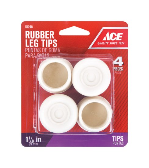 Rubber Leg Tip Off-White Round 1-1/8 in. W 4 pk