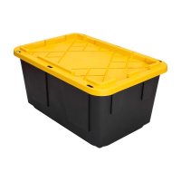 27 gal Black/Yellow Storage Tote 14.7 in. H X 20.4 in. W X 30.4
