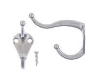3 in. L Chrome Silver Metal Small Coat and Hat Hook 2 pk