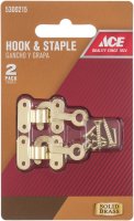 Satin Gold Brass Small Decorative Hook and Staple 2 pk