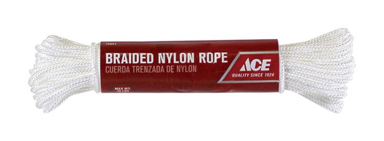 1/8 in. Dia. x 48 ft. L White Braided Nylon Rope