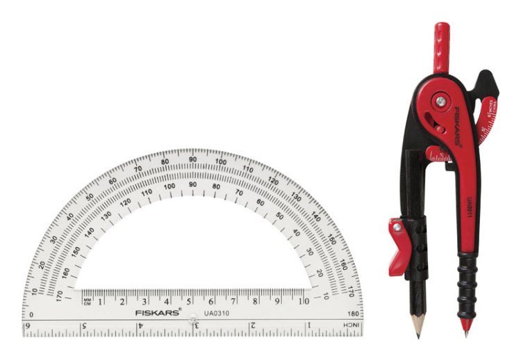 12 in. Compass and Protractor Set Protractor Included