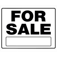 White For Sale Sign 20 inch H X 24 inch W