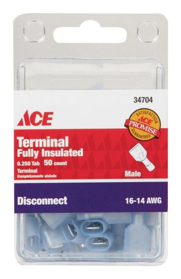 Insulated Wire Male Disconnect Blue 50 pk