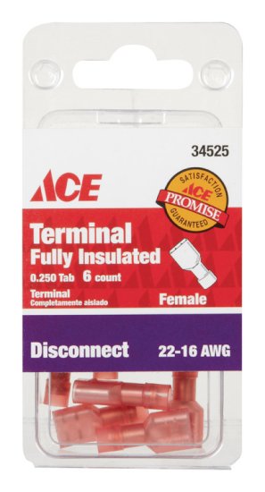 Insulated Wire Female Disconnect Red 6 pk