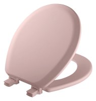Never Loosens Round Pink Molded Wood Toilet Seat