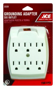 Grounded 6 outlets Adapter 1 pk