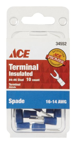 Insulated Wire Spade Terminal Blue 10 pk