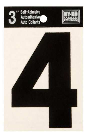 3 in. Black Vinyl Self-Adhesive Number 4 1 pc.