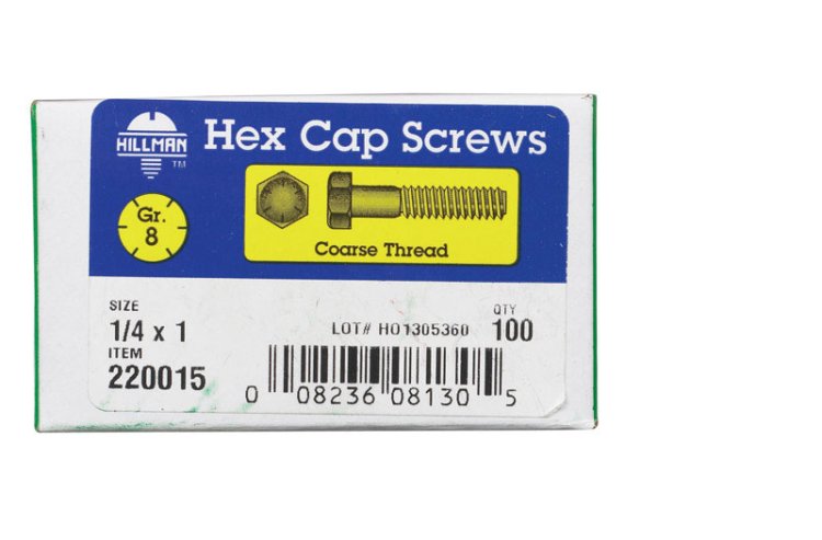 1/4 in. Dia. x 1 in. L Heat Treated Steel Hex Head Cap S