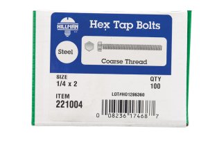 1/4 in. Dia. x 2 in. L Zinc Plated Steel Hex Tap Bolt 10