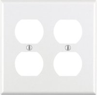 White 2 gang Thermoset Plastic Duplex Outlet Wall Plate