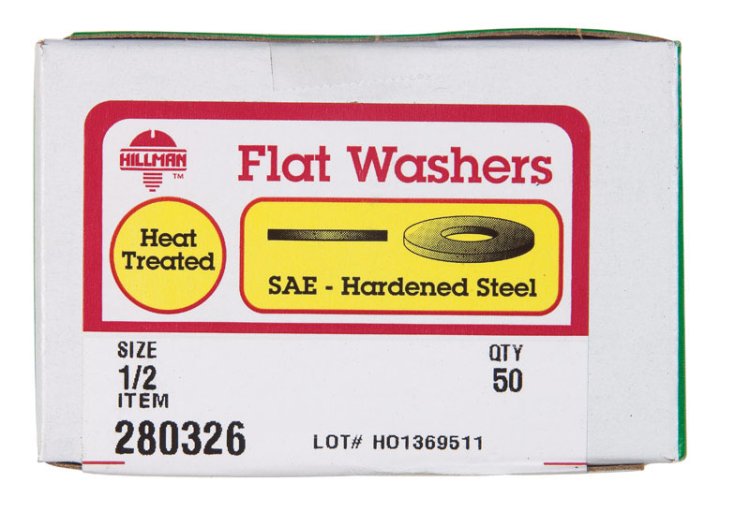 Yellow Dichromate Steel 1/2 in. SAE Flat Washer 50 pk