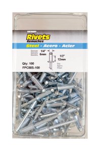 1/4 in. Dia. x 1/2 in. Steel Rivets Silver 100 pk