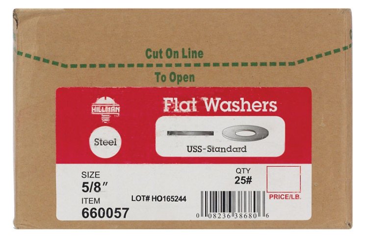 Zinc-Plated Steel 5/8 USS Flat Washer 325 pk