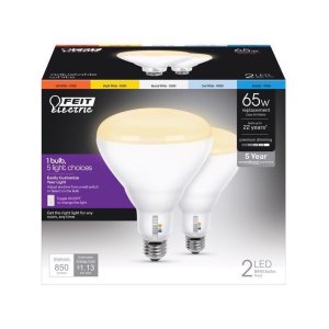 (image for) BR40 E26 (Medium) LED Floodlight Bulb Adjustable White 65 Watt Equivalence 2 pk