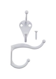 3 in. L White White Metal Small Coat and Hat Hook 2 pk