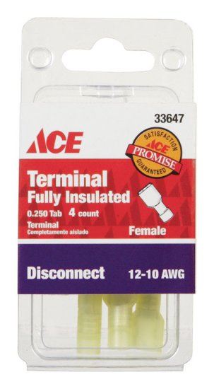 Insulated Wire Female Disconnect Yellow 4 pk