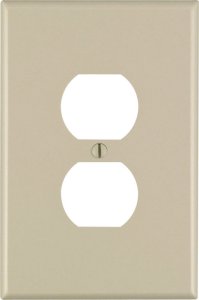 Ivory 1 gang Thermoset Plastic Receptacle Wall Plate Jumbo