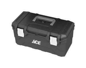 20 in. Plastic Tool Box 9.25 in. W x 10.5 in. H Black