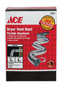 60 in. L x 4 in. Dia. Silver Aluminum Dryer Vent Duct