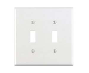 (image for) White 2 gang Thermoplastic Nylon Toggle Wall Plate 1 pk