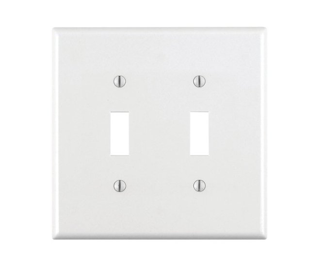 (image for) White 2 gang Thermoplastic Nylon Toggle Wall Plate 1 pk