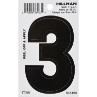 Hillman 3 in. Black Vinyl Self-Adhesive Number 3 1 pc