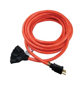 Indoor and Outdoor 25 ft. L Orange Triple Outlet Cord 12/3 S