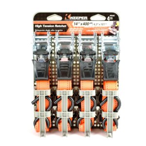 1 in. W x 14 ft. L Orange Tie Down w/Ratchet 400 lb. 4 pk