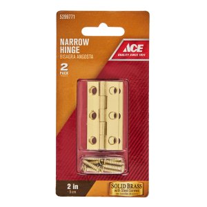 2 in. W x 1 in. L Polished Brass Brass Narrow Hinge 2 pk