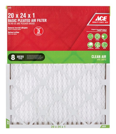 20 in. W x 24 in. H x 1 in. D Pleated 8 MERV Pleated Air Fil