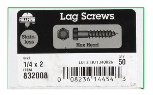 1/4 in. x 2 in. L Hex Stainless Steel Lag Screw 50 pk