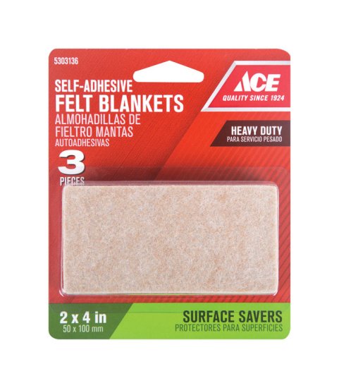 Felt Self Adhesive Blanket Brown Rectangle 2 in. W x 4 in. L