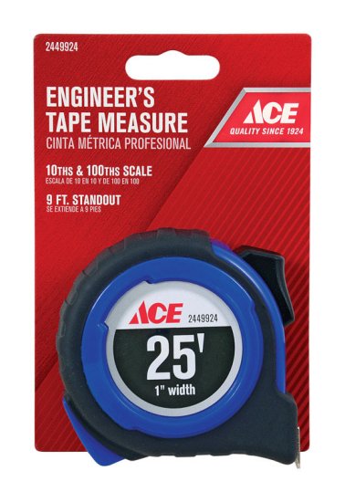 25 ft. L x 1 in. W Engineer's Tape Measure Black 1 pk