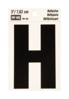 3 in. Reflective Black Vinyl Self-Adhesive Letter H 1 pc.