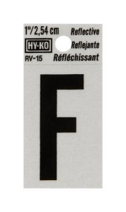 1 in. Reflective Black Vinyl Self-Adhesive Letter F 1 pc.