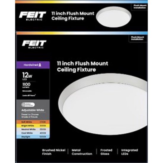 (image for) 11 in. L Brushed Nickel White Ceiling Fixture