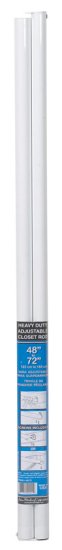 72 L X 1-1/4 in. D Adjustable White Steel Closet Rod