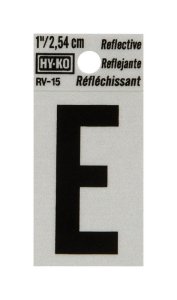 1 in. Reflective Black Vinyl Self-Adhesive Letter E 1 pc.