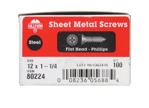 No. 12 x 1-1/4 in. L Phillips Flat Head Zinc-Plated Stee