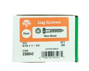 5/16 in. x 1-1/4 in. L Hex Zinc-Plated Steel Lag Screw 1